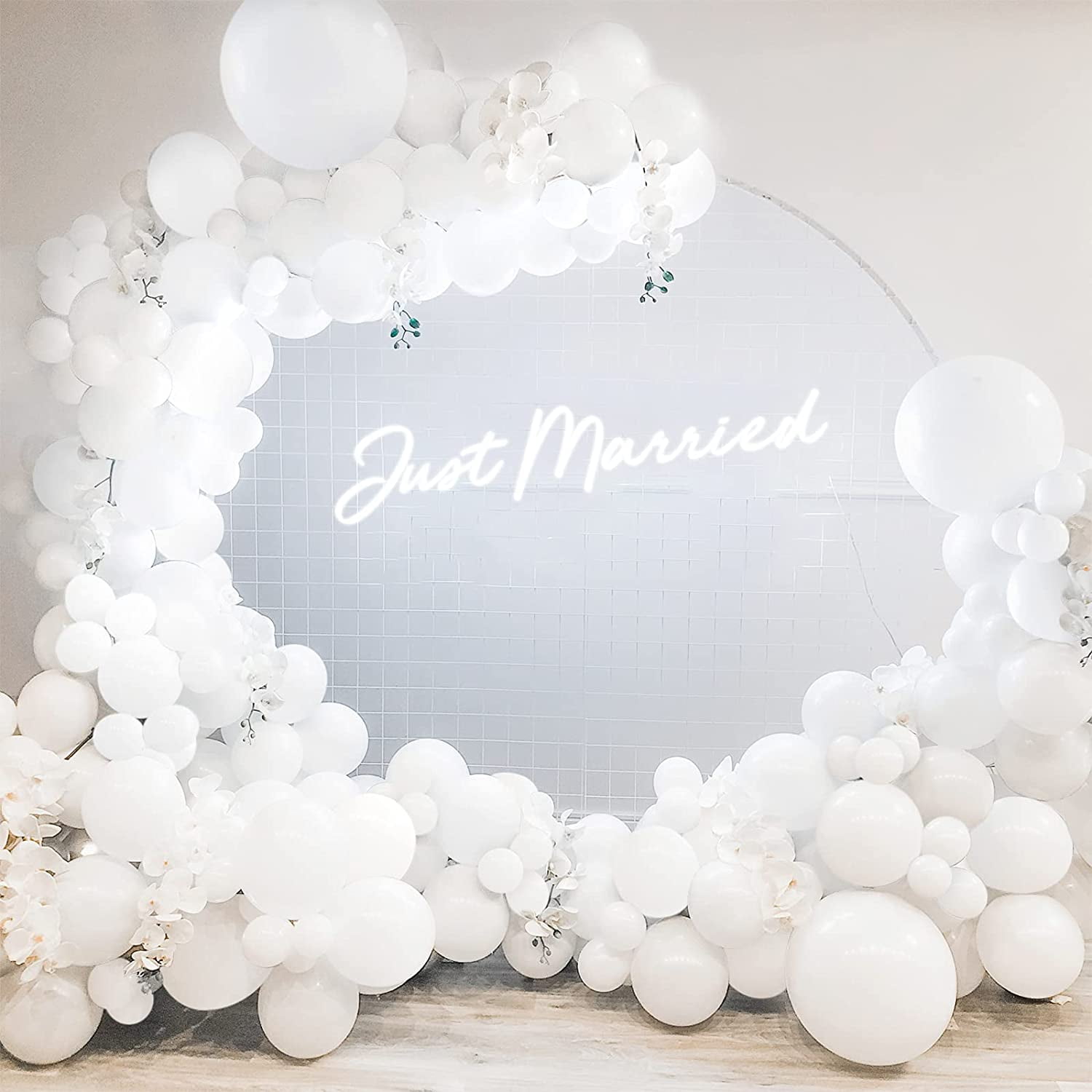 white balloon garland