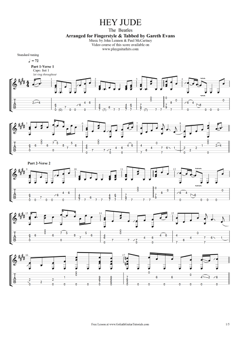 hey jude guitar tab fingerstyle