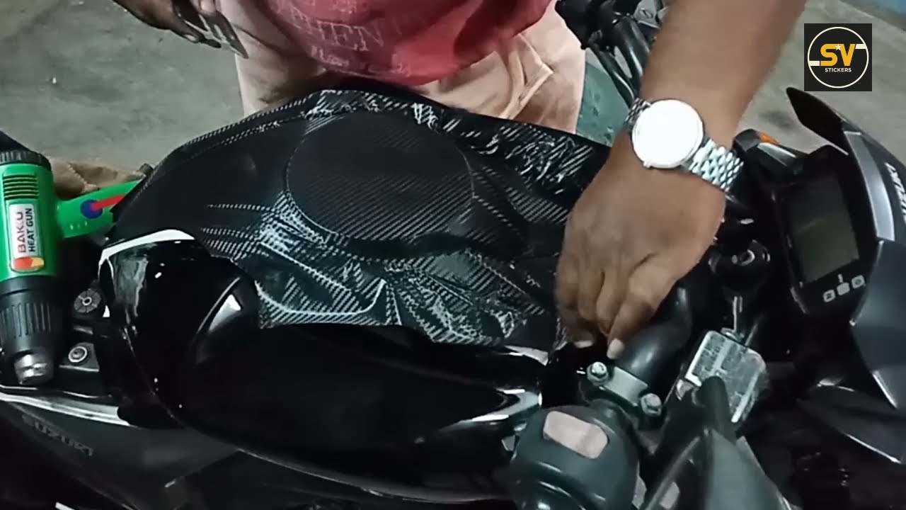 how to apply carbon fiber sticker on motorcycle