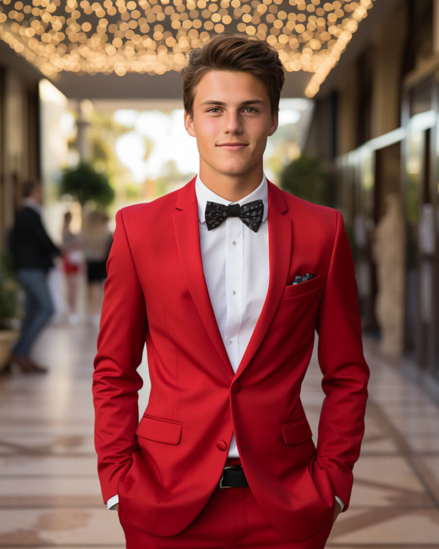 red prom suit