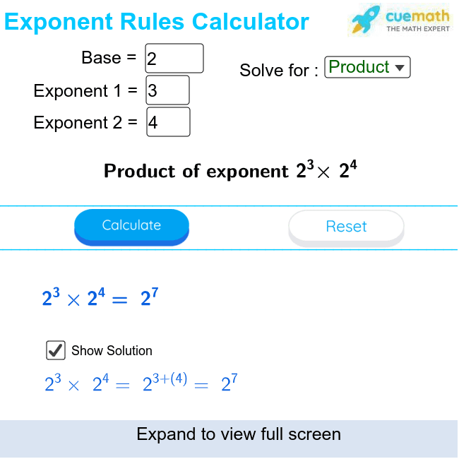 division properties of exponents calculator