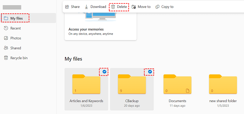 how to delete photos in onedrive