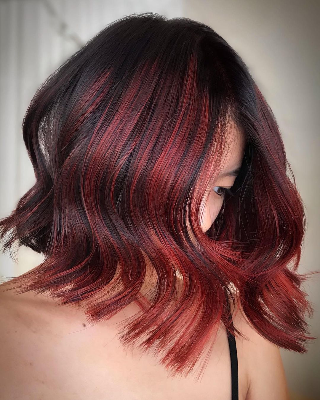 red hair highlights for dark brown hair