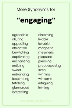 engaging in synonym