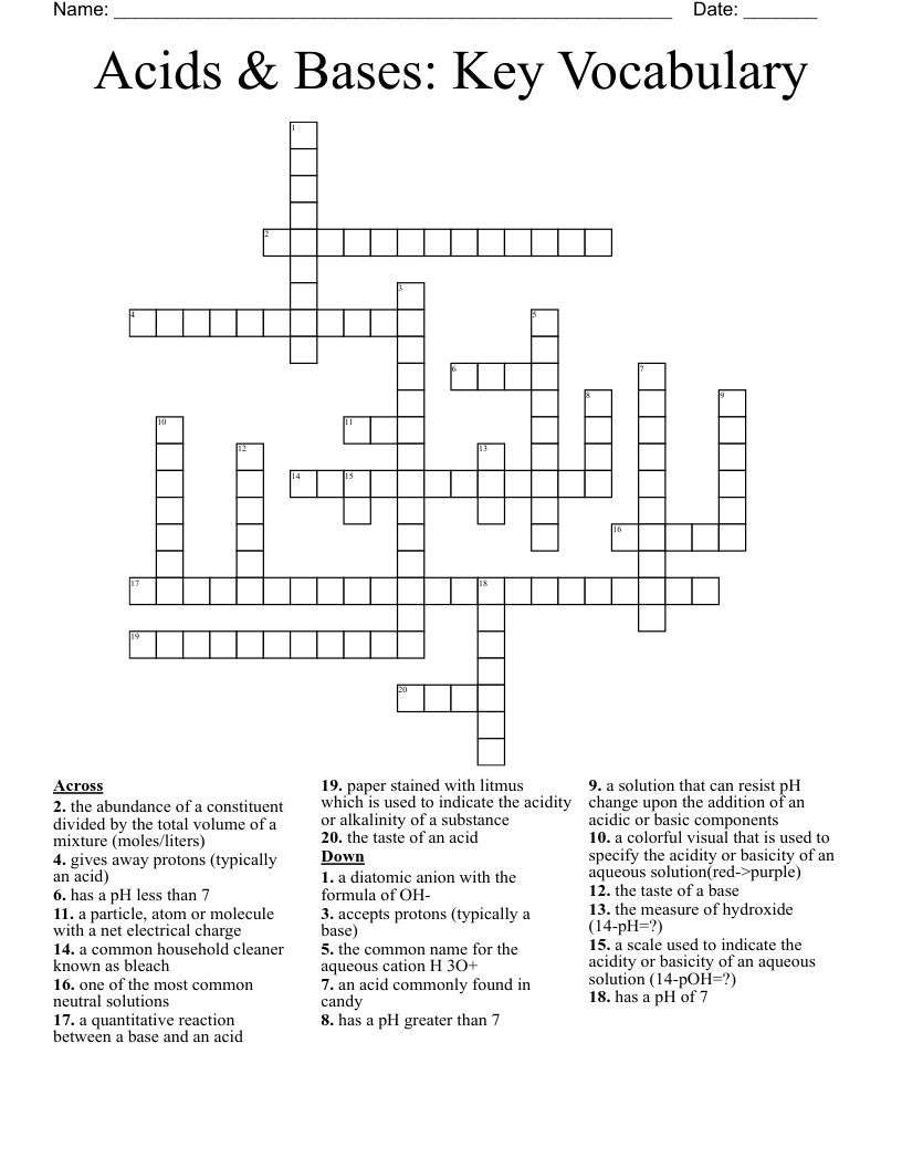 essential acid type crossword