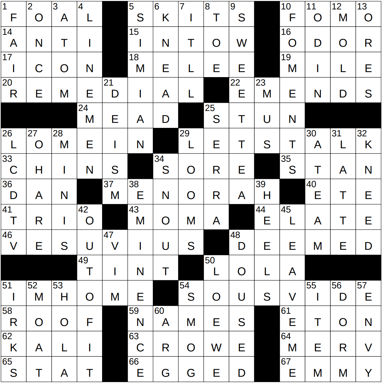 divine intervention in a play crossword