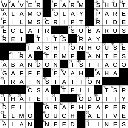 movie script crossword clue