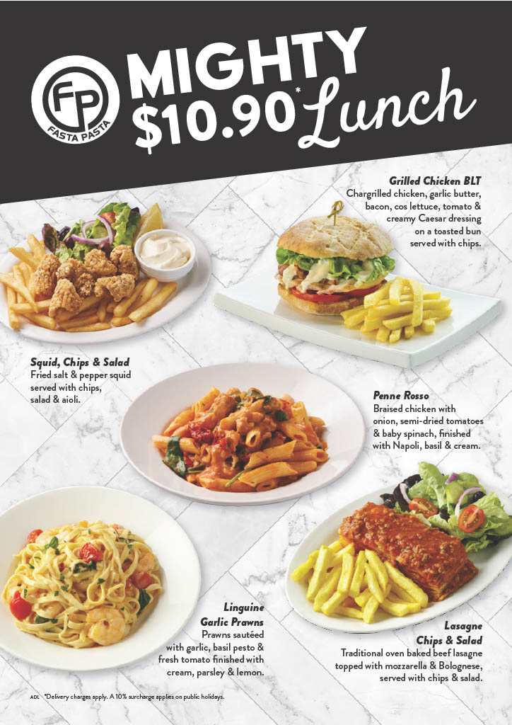 fasta pasta lunch menu