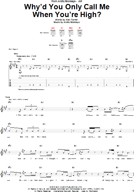 whyd you only call me when youre high chords