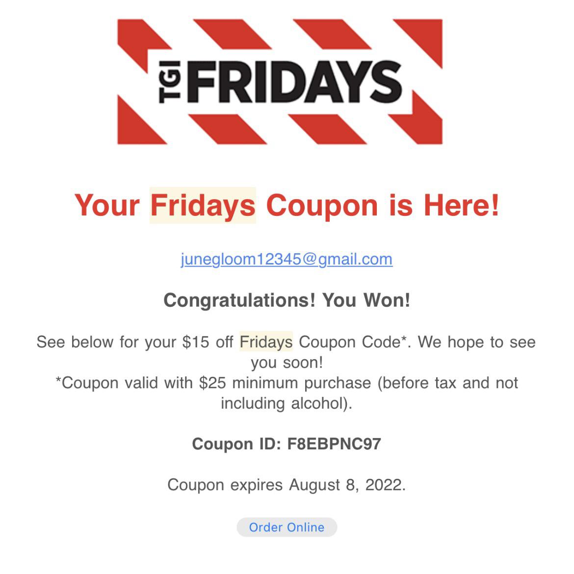 tgi friday discount code