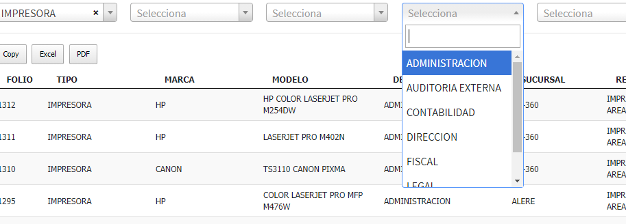 datatables filter