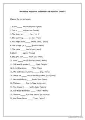 possessive pronouns exercises doc