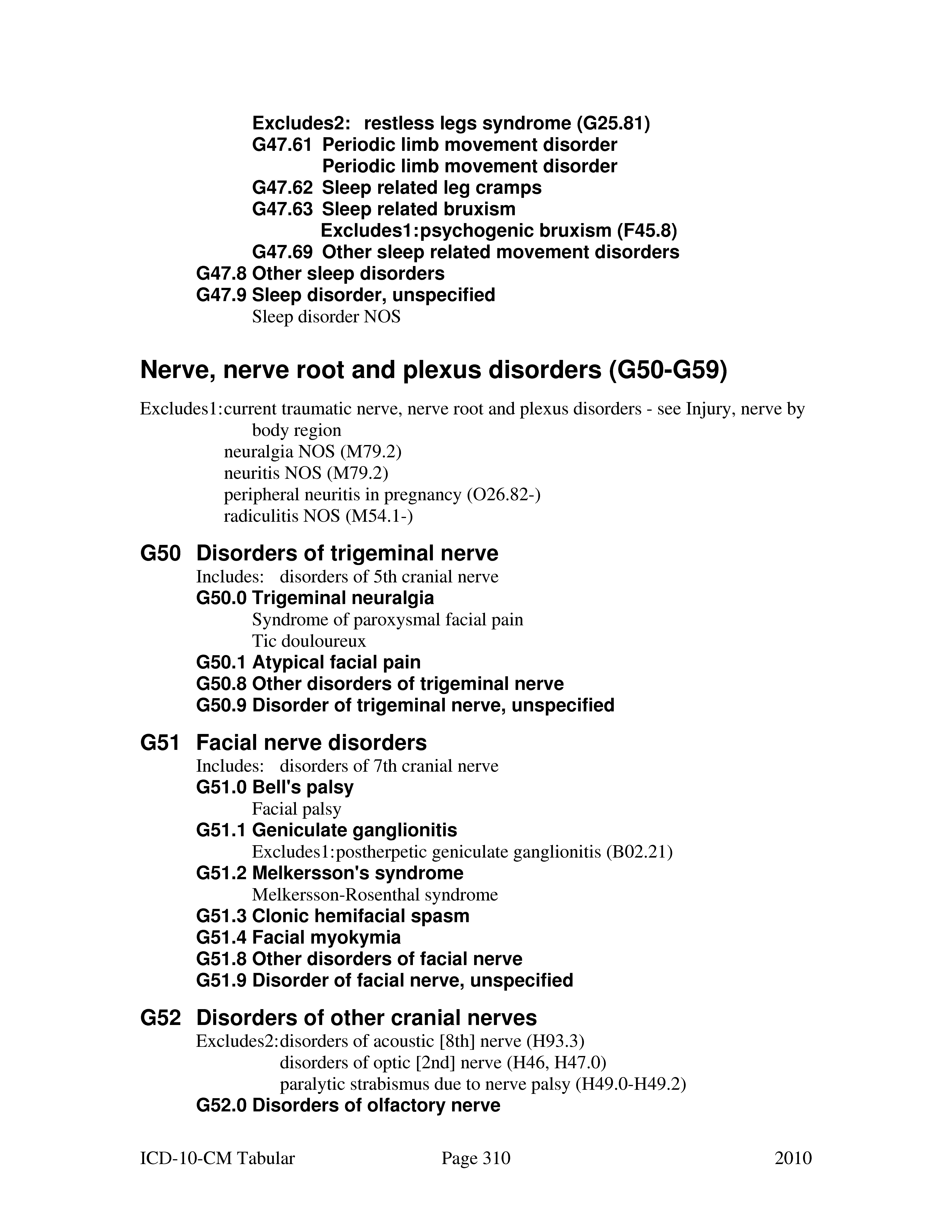 facial paralysis icd 10