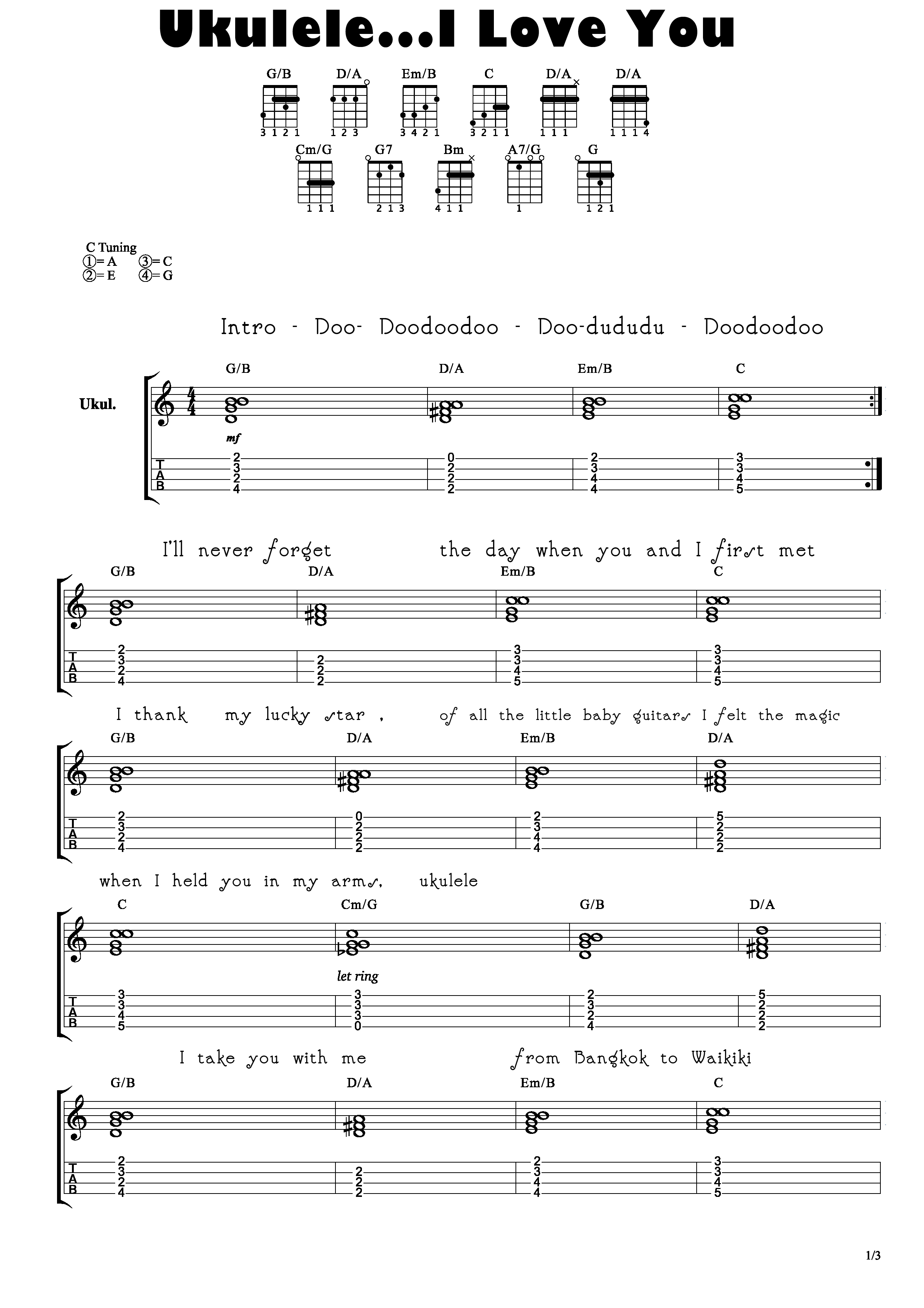 you and i ukulele tabs