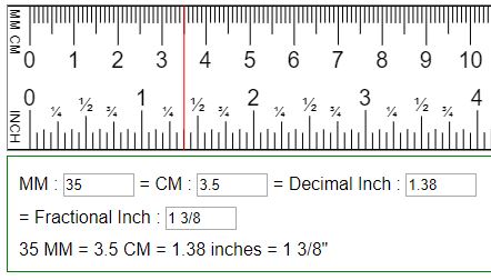 6.4cm in inches