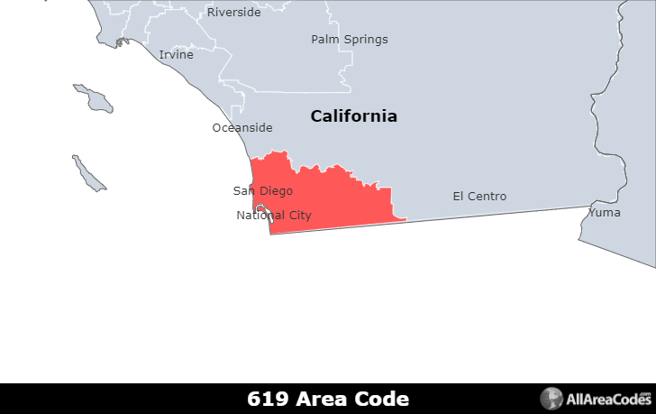 telephone area code 619