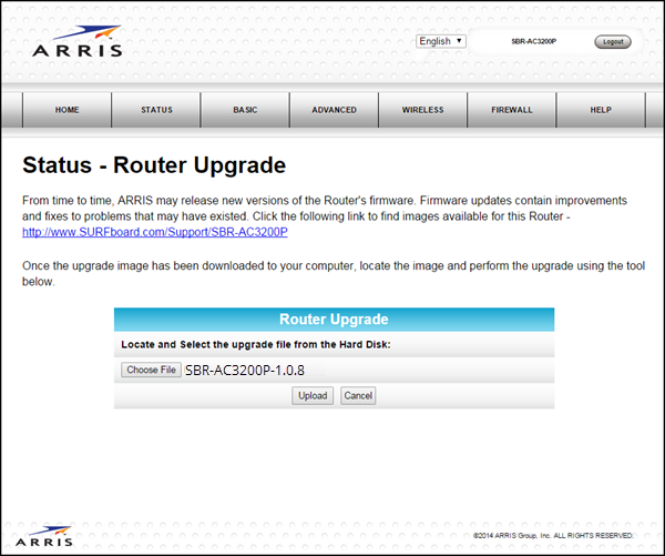 arris router firmware update