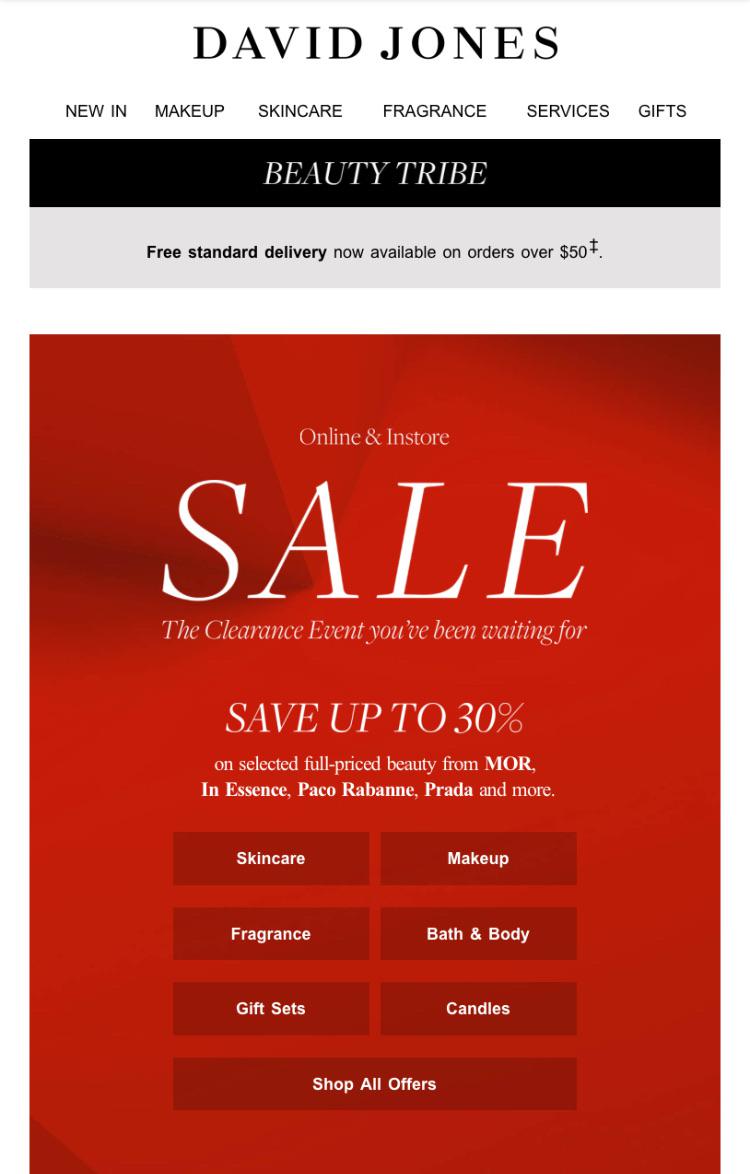 david jones sale