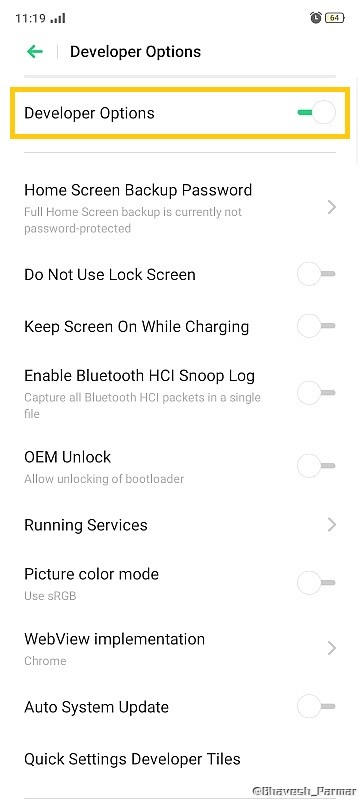 developer options in oppo