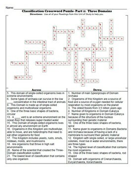 taxonomic category crossword