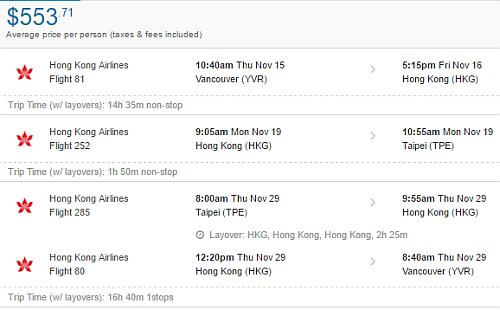 hong kong to taiwan air ticket