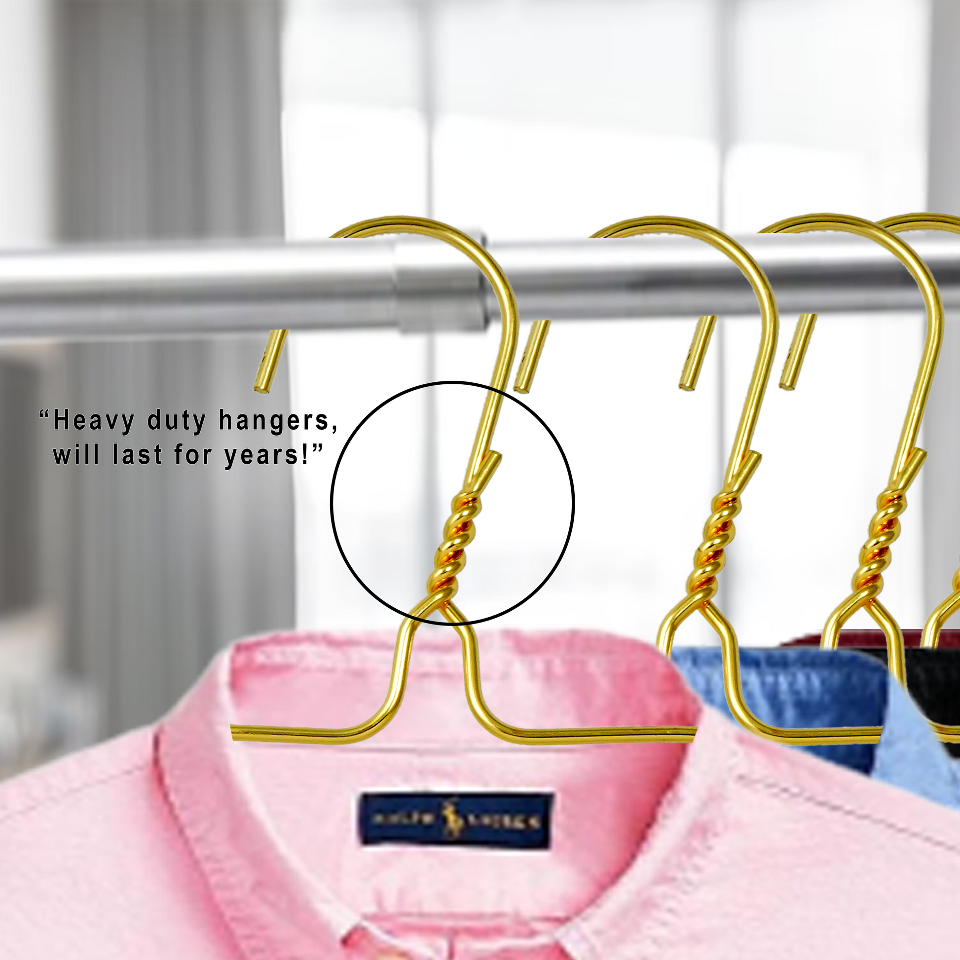 gold metal clothes hangers