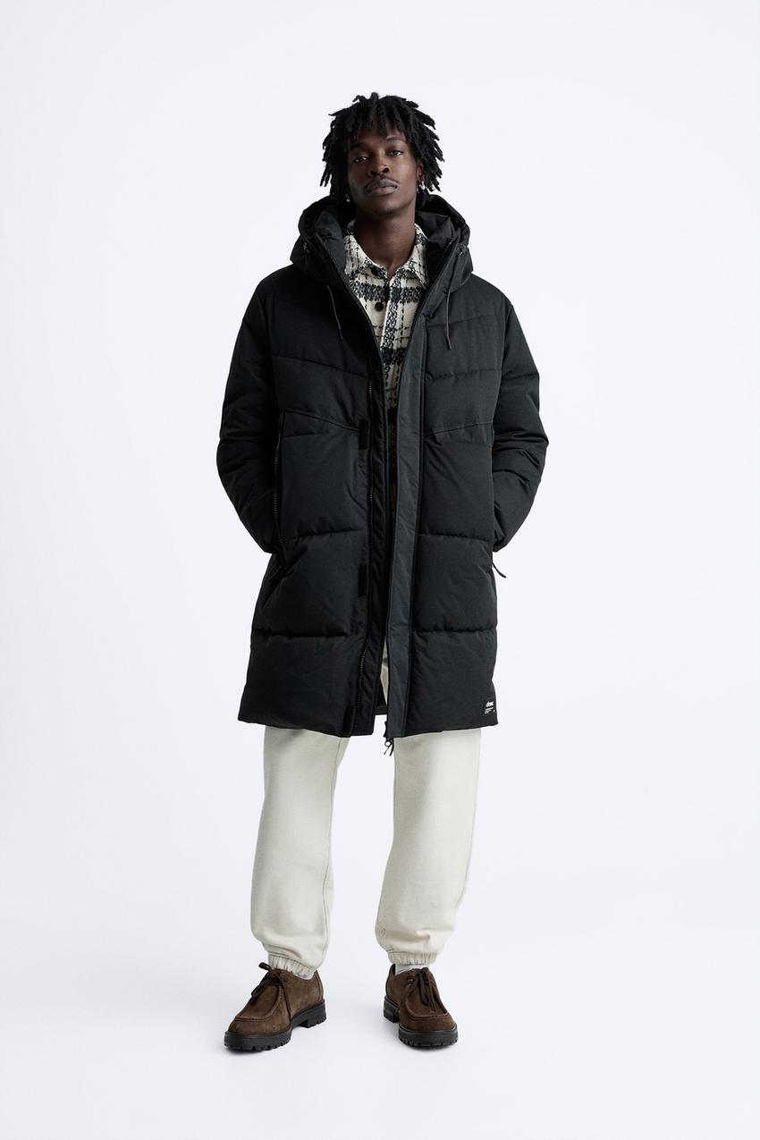 zara long puffer coat