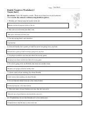 double negatives worksheet 1 answer key