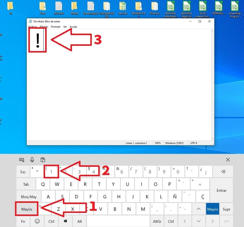 como poner signo de admiracion en teclado