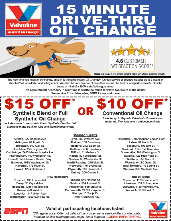 valvoline oil change prices