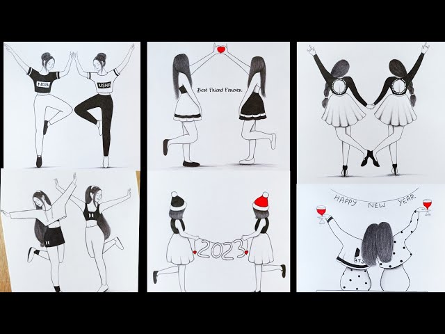 6 best friends drawing easy