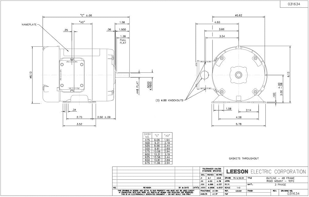 48z frame motor dimensions