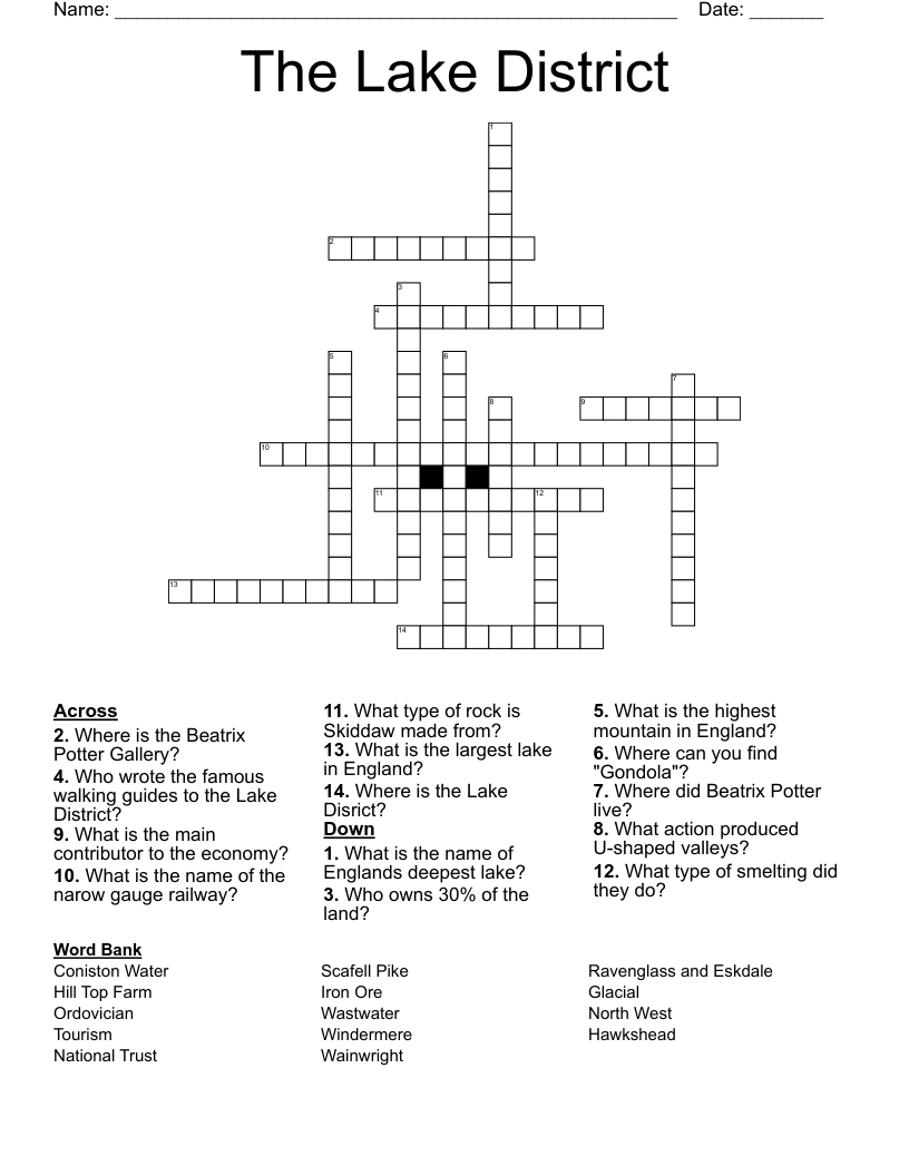 mountain lake crossword