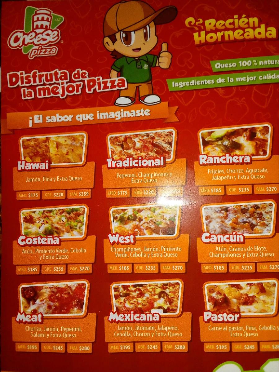 cheese pizza menu aguascalientes