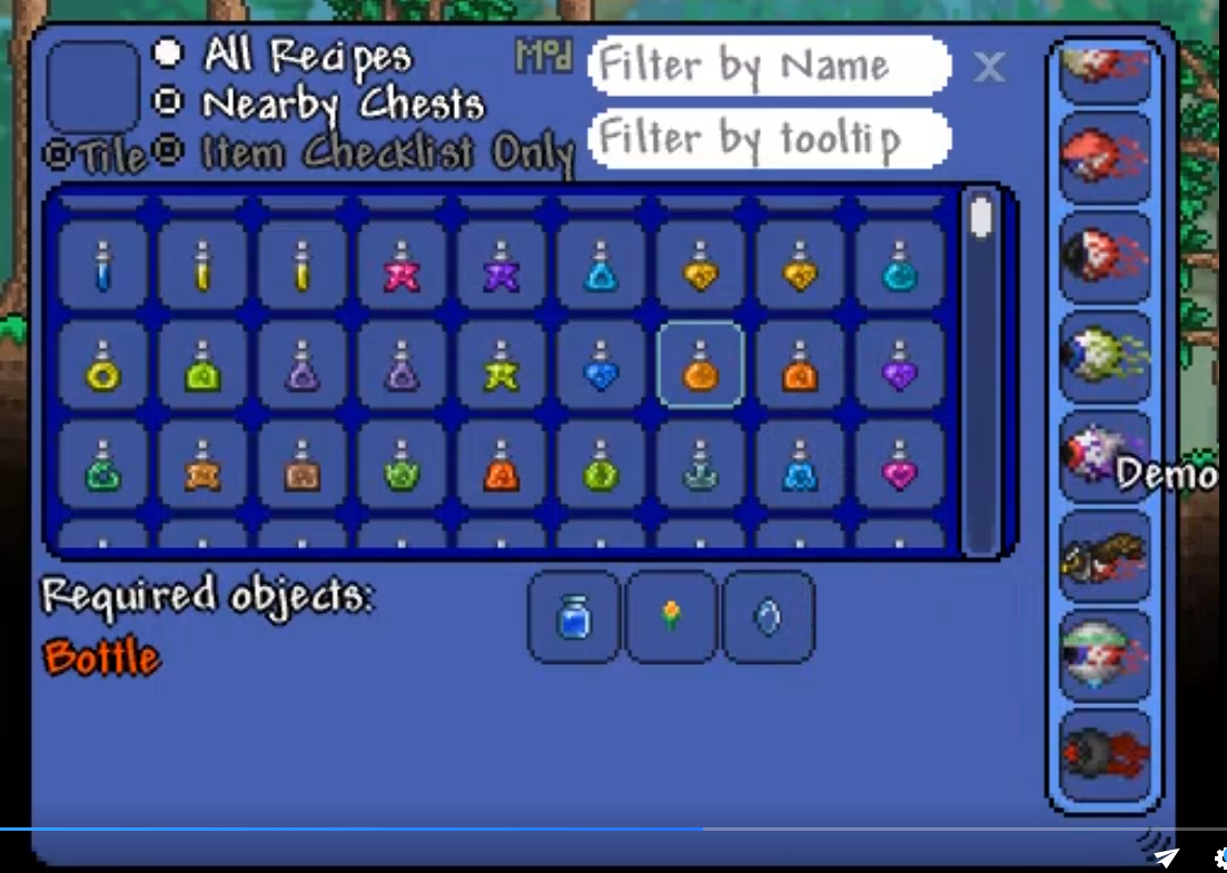 terraria mod recipe browser