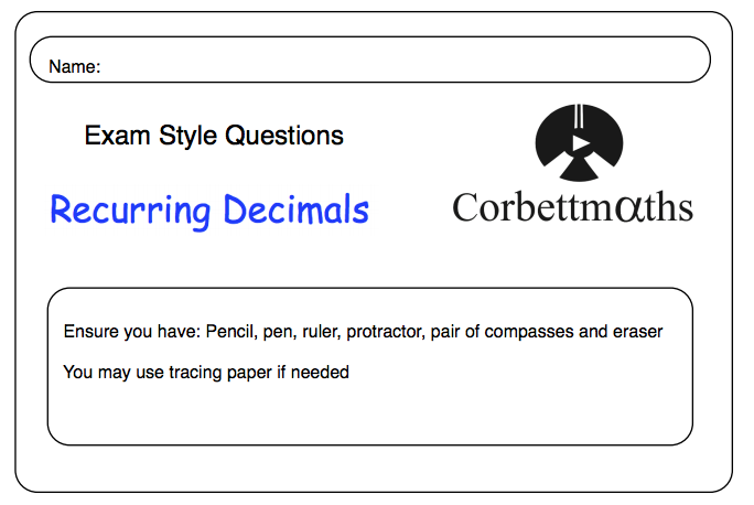 corbett maths decimals