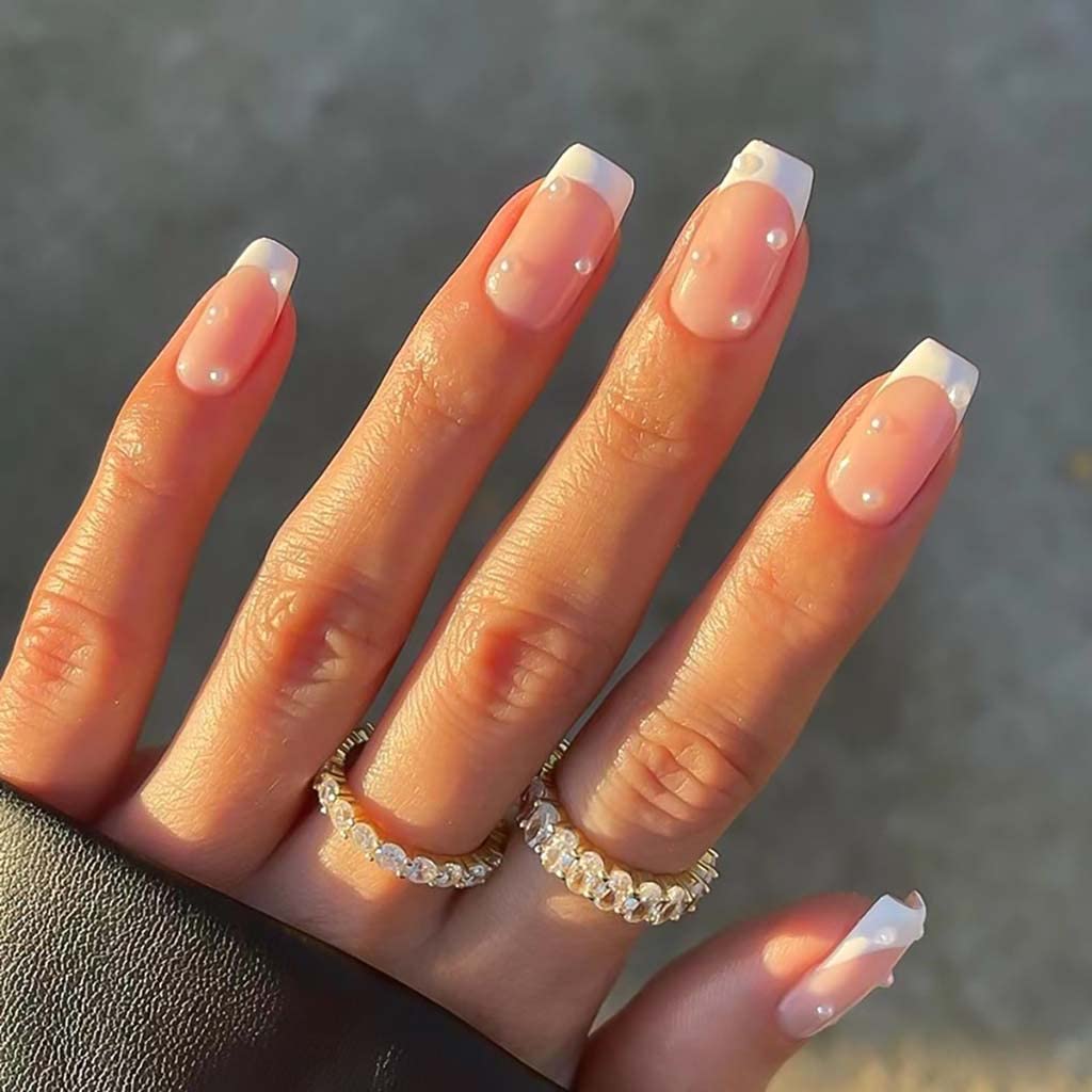 medium length white nails