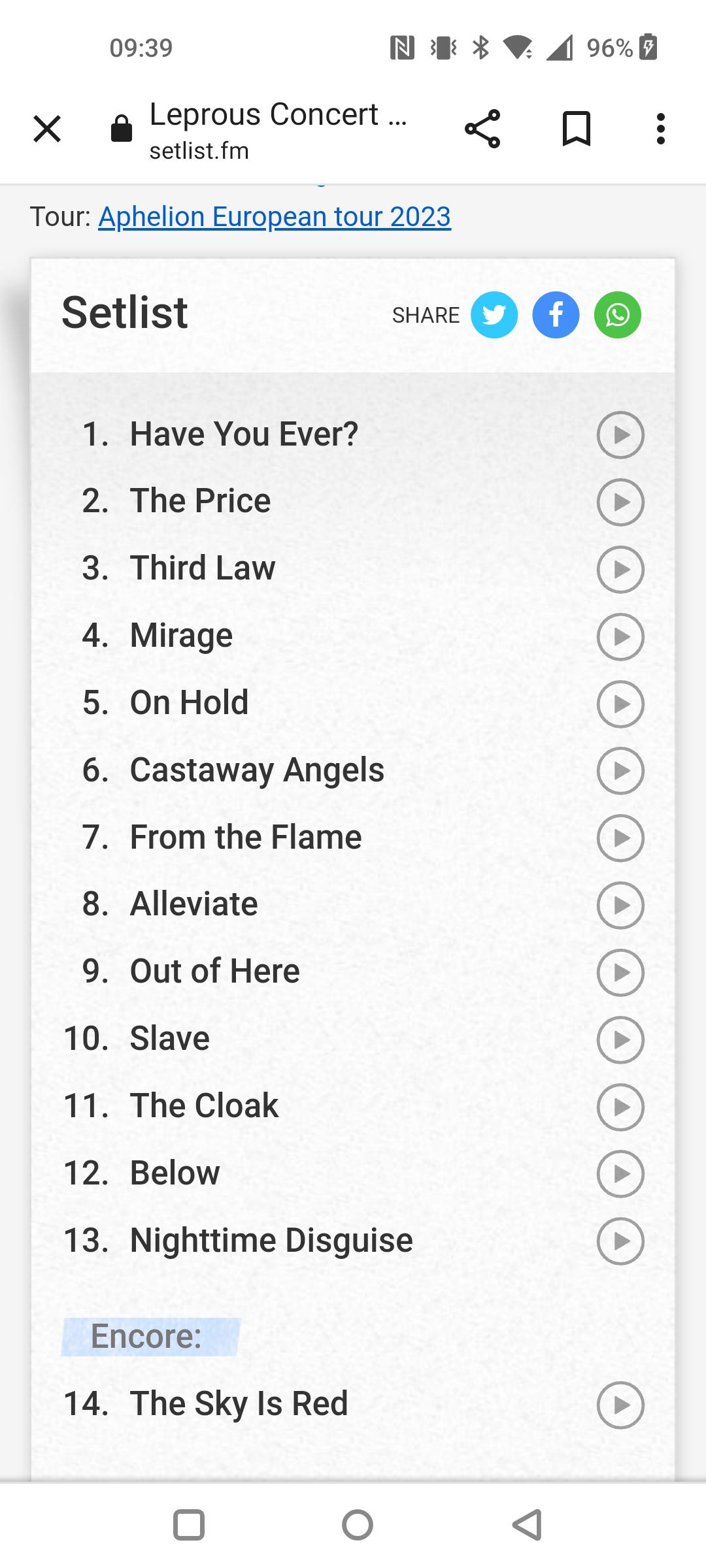 leprous setlist