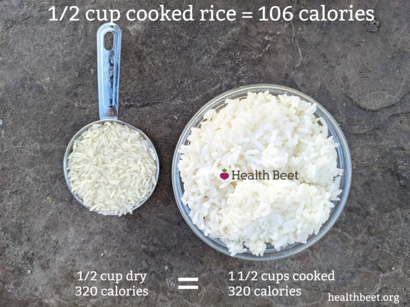 200g cooked rice calories