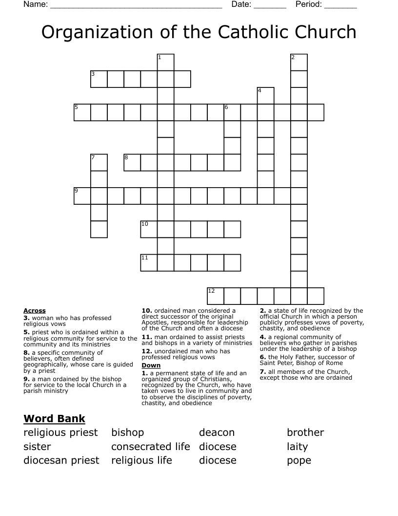 diocese crossword