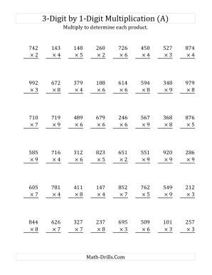 long multiplication worksheets