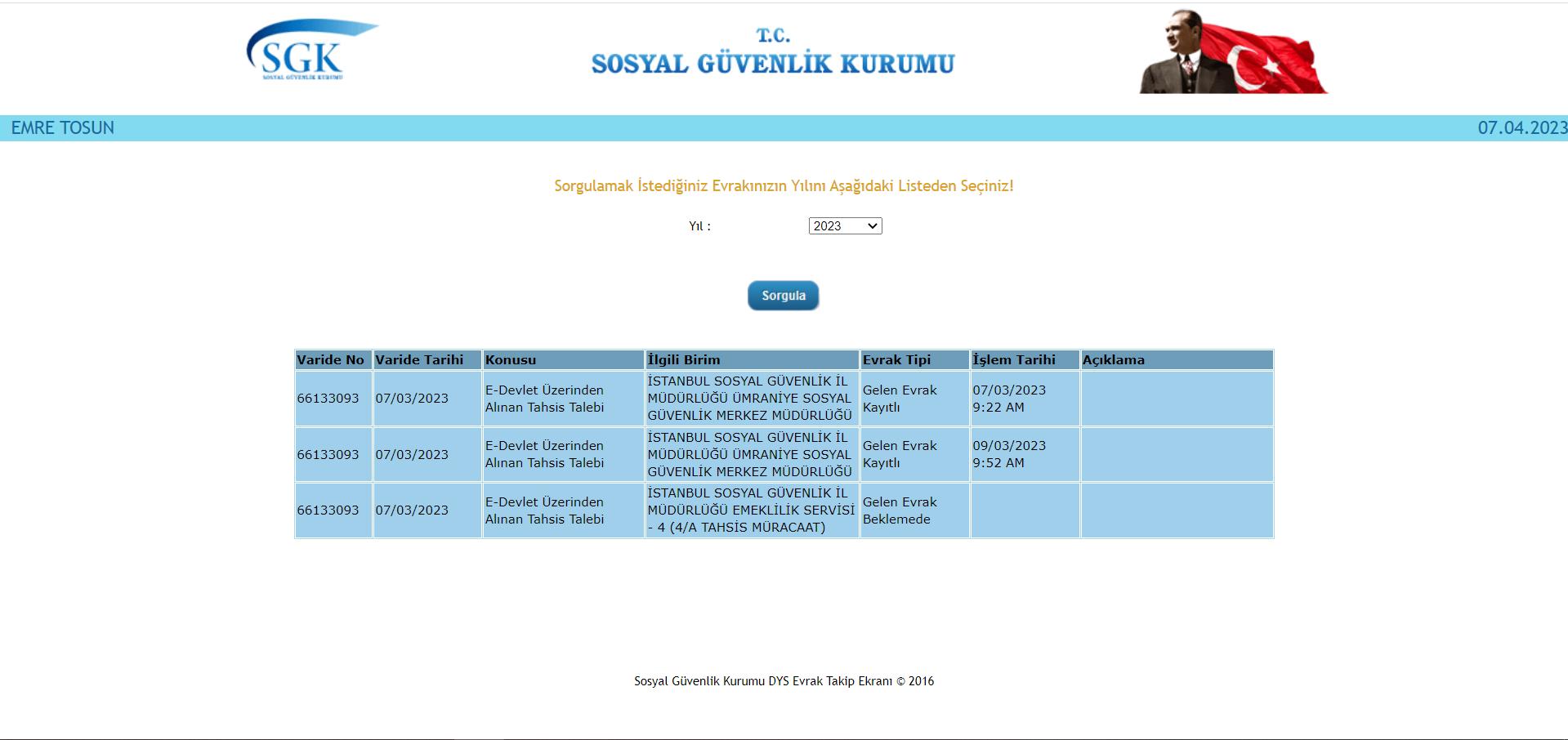 dys sgk evrak takip