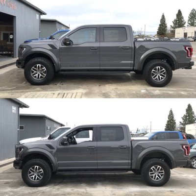 ford raptor leveling kit before and after