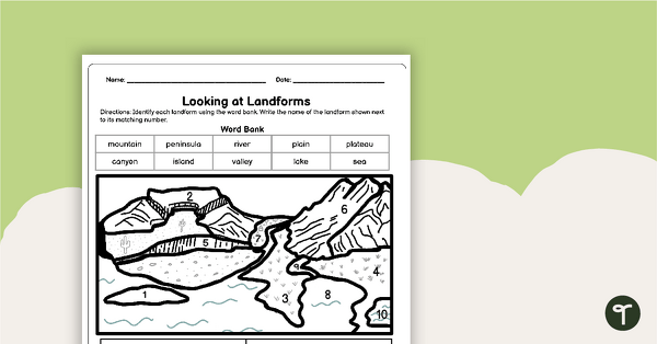 free landforms worksheets