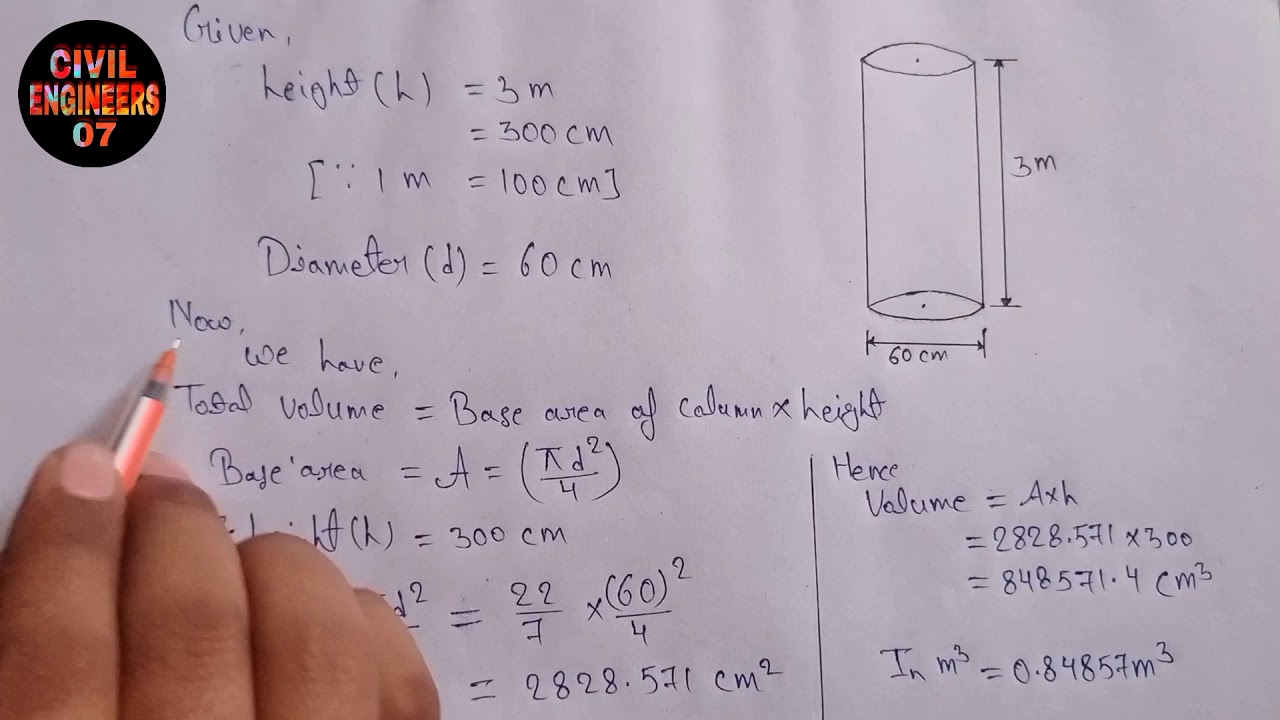 volume of a cylinder concrete calculator