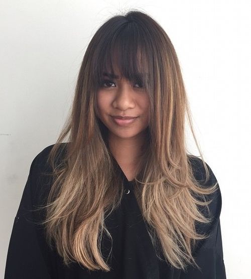 layered haircuts with bangs