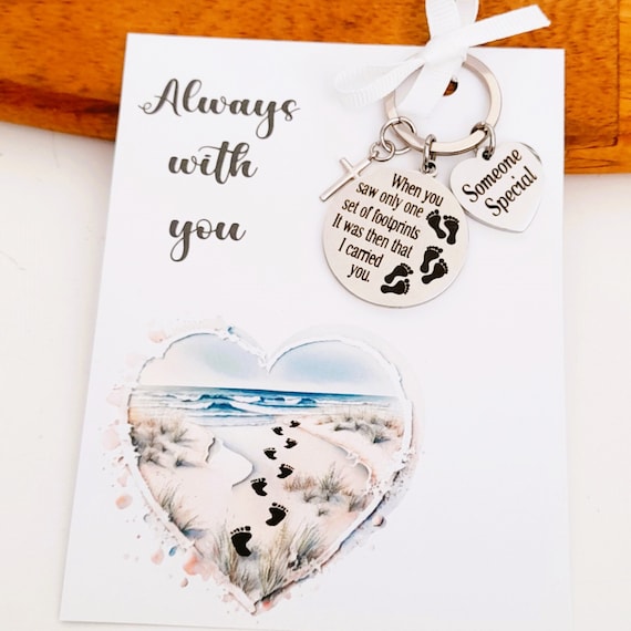 footprints in the sand keychain