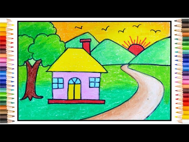 how to draw scenery for kids