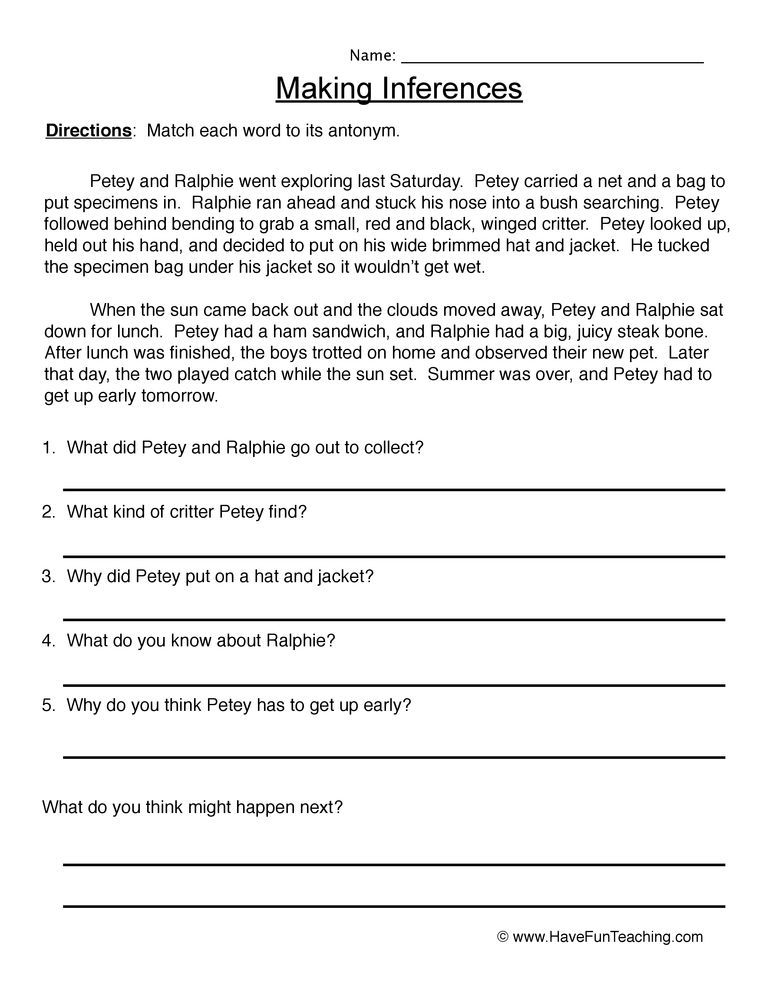 inference worksheets