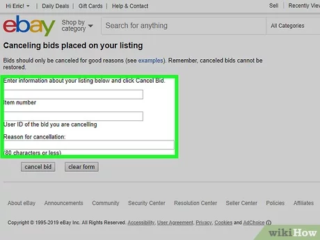 how to revoke bid on ebay